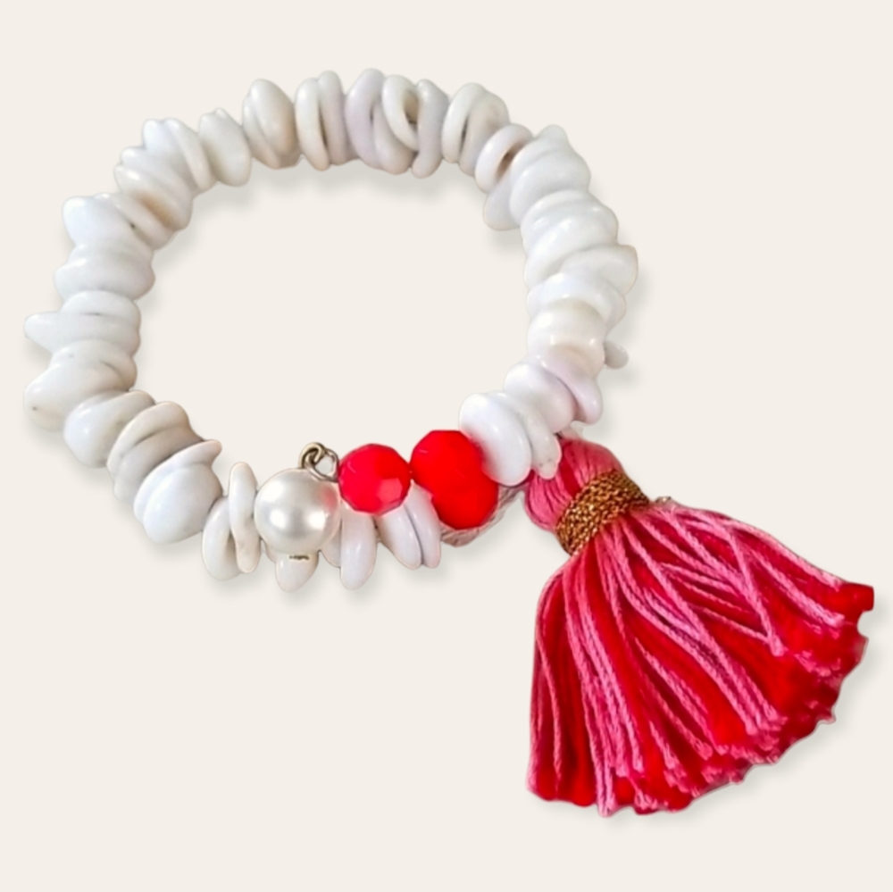 Hand Crafted Natural Shell Wired Wrap Bracelet Wi… - image 3